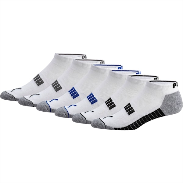 Wordmark 1/2 Terry Men’s Low Cut Socks [6 Pack], WHITE / BLACK, extralarge